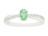 14k white gold oval emerald & diamond ring