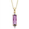 10k yellow gold checkerboard cushion cut amethyst & diamond necklace