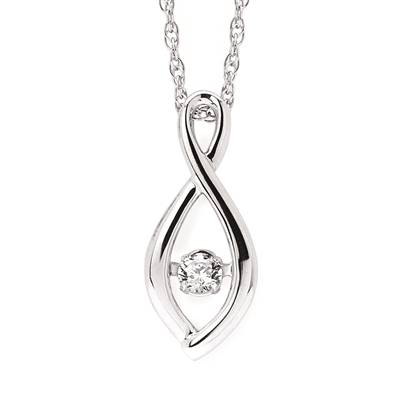 Sterling Silver Shimmering Diamonds Infinity Teardrop Pendant