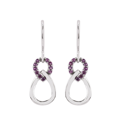 sterling silver & genuine amethyst dangle earrings