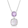 sterling silver amethyst & mother of pearl necklace