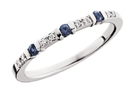 white gold diamond & sapphire stackable ring