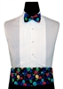 Rainbow Gold Balloons Cummerbund & Bow Set