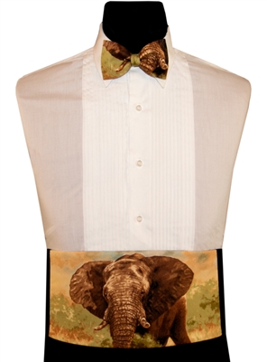 "Nature Study" Elephant Cummerbund & Bow