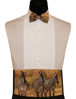 "Nature Study" Zebra Cummerbund & Bow