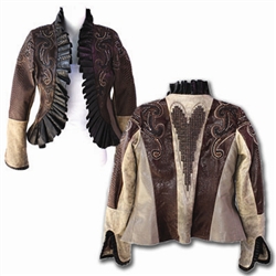 Pleated Scallop Lapel w/ Metal Heart Nordic Wind Patterned Annie Oakley Jacket