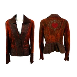 Heart overlay whipstitch shirt jacket