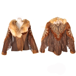 Zahara Shearling Horseshoe Jacket w/ Red Fox Collar