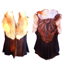 Zahara 1970 Shearling Vest w/ Red Fox Collar