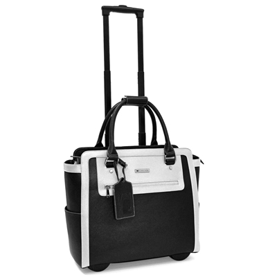 Cabrelli Talula Two Tone Laptop Rollerbrief in Black and White