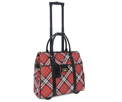 Cabrelli Peyton Plaid Rolling Briefcase in Red Plaid