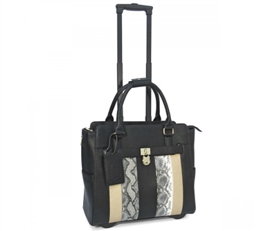 Cabrelli Linda Locket Rolling Briefcase in Black and Gold