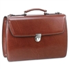 Jack Georges Elements Triple Gusset Flap Over Leather Briefcase in Cognac