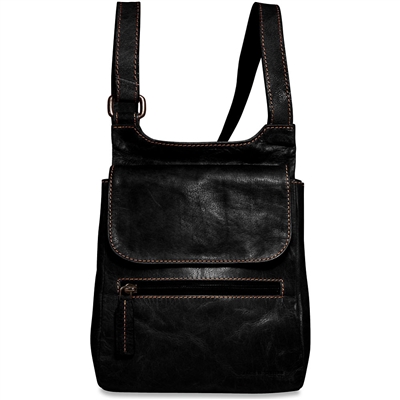 Jack Georges Voyager Slim Crossbody Messenger Bag in Black