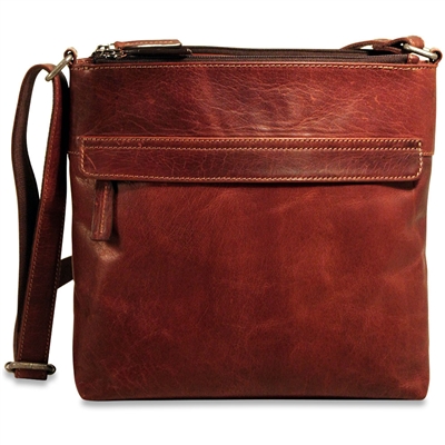 Jack Georges Voyager Top Zip Crossbody Bag in Brown