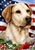 Yellow Labrador In A Field Of Flowers With An American Flag Behind The Dog Garden Flag Art Work Is By Tamara Burnett