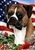 Fawn Uncropped Boxer In A Field Of Flowers With An American Flag Behind The Dog Garden Flag Art Work Is By Tamara Burnett