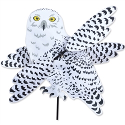 Snowy Owl Whirligig Garden Spinner whose wings spin in a gentle breeze. All hardware included.