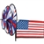 American Flag Triple Garden Spinner with three wheels that spin in a gentle breeze. All hardware included.