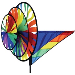 Rainbow Triple Garden Spinner with three wheels that spin in a gentle breeze. All hardware included.