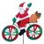 Large Santa On A Bicycle Garden Spinner with colorful wheels that spin in a gentle breeze. All hardware included.