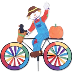 Scarecrow On A Large Bicycle Garden Spinner with wheels that spin in a gentle breeze. All hardware included.