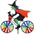 Halloween Witch On A Small Bicycle Garden Spinner with wheels that spin in a gentle breeze. All hardware included.