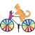 Orange Tabby Kitty on a Small Bicycle Garden Spinner with wheels that spin in a gentle breeze. All hardware included.