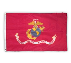 3 feet by 5 feet Marine Corps Flag by Valley Forge with grommets. Made in the USA.