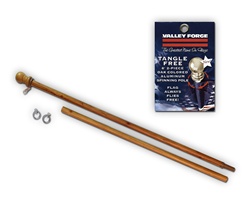 6 foot wood grain aluminum flag pole spins on ball bearings by Valley Forge.