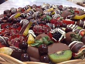 REAL Chocolate Dipped Fruit SMALL 10" Platter | Serves 5-6 |  1 1/2 lbs