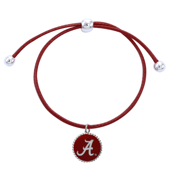 University of Alabama Team Colored Round Logo Charm Crimson 8" Diameter Thin Nylon Slider Bracelet