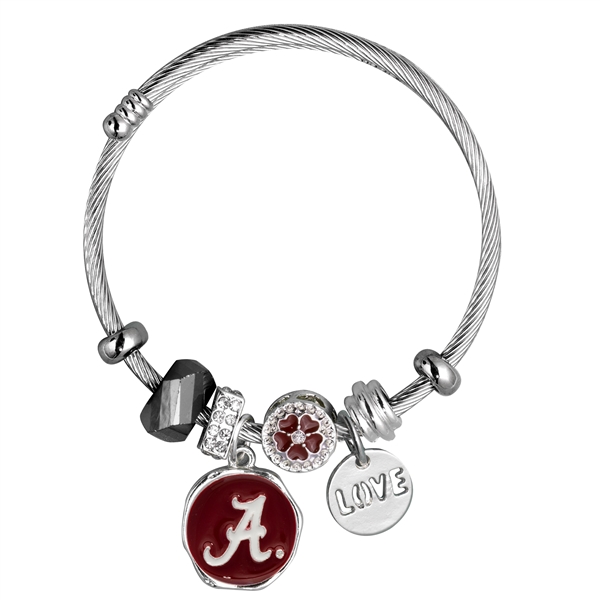 University of Alabama Team Colored Charms Logo Cable Bangle