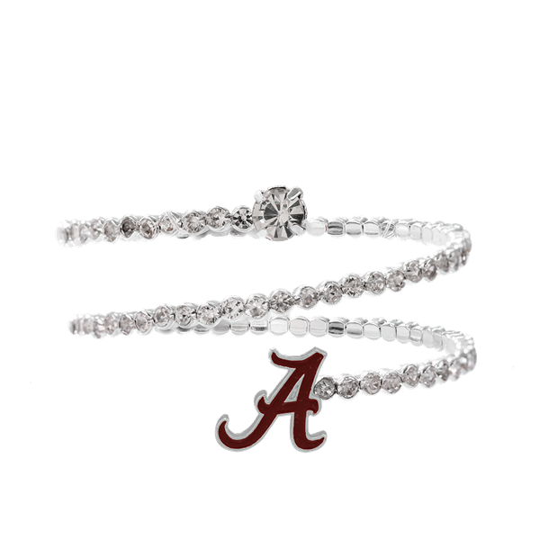 University of Alabama Team Colored Logo Charm Wrap Around Crystal Bracelet