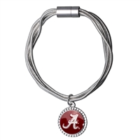College Fashion University of Alabama Logo Charm Multi-Layered Snake Chain Pop Clasp Burma Bracelet