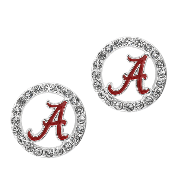 College Fashion Crystal University of Alabama Logo Charm Stud Earrings