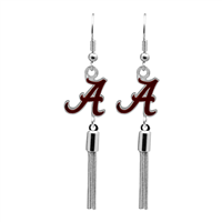 College Fashion University of Alabama Logo Charm Tassel Post Dangle Evanna Earrings