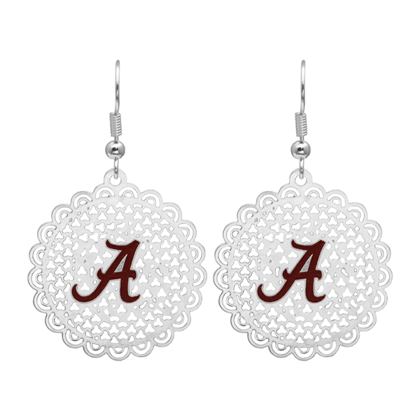 College Fashion Filigree Cut University of Alabama Logo Charm Post Dangle Els Earrings