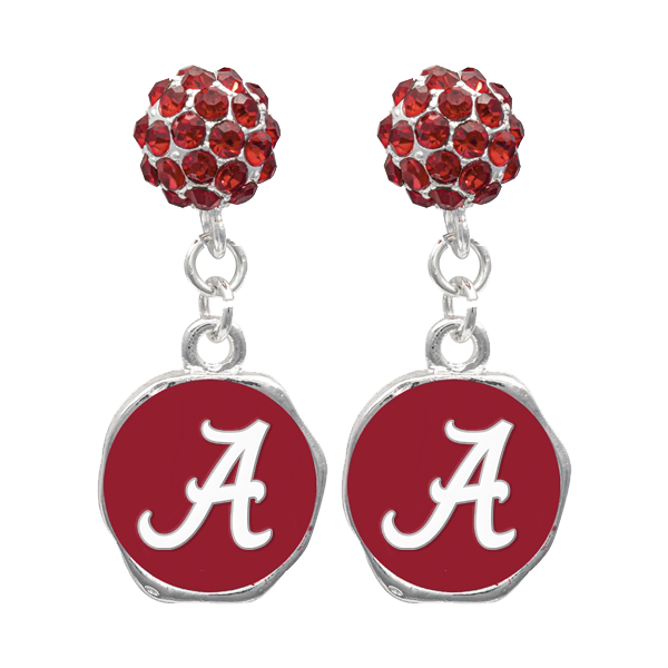 College Fashion Crystal University of Alabama Logo Charm Stud Dangle Evy Earrings