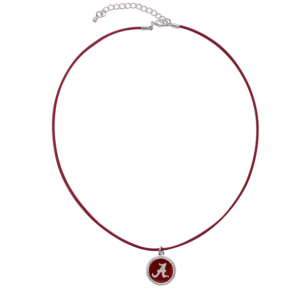 University of Alabama Team Colored Round Logo Charm Crimson 18" Thin Nylon Necklace