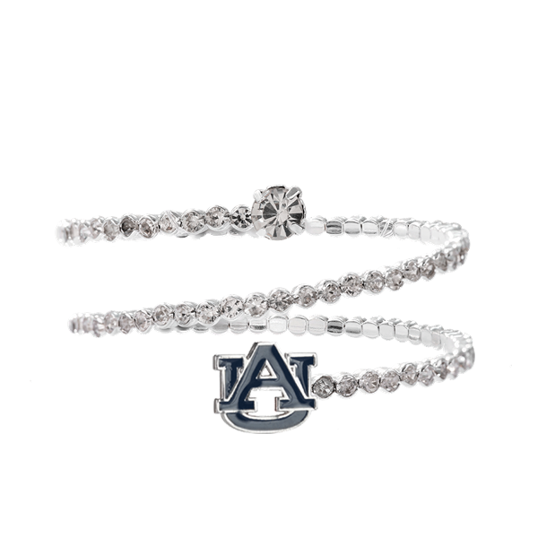 Auburn University Team Colored Logo Charm Wrap Around Crystal Bracelet