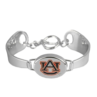 Silver Engraved Team Logo Bracelet Auburn Tiger