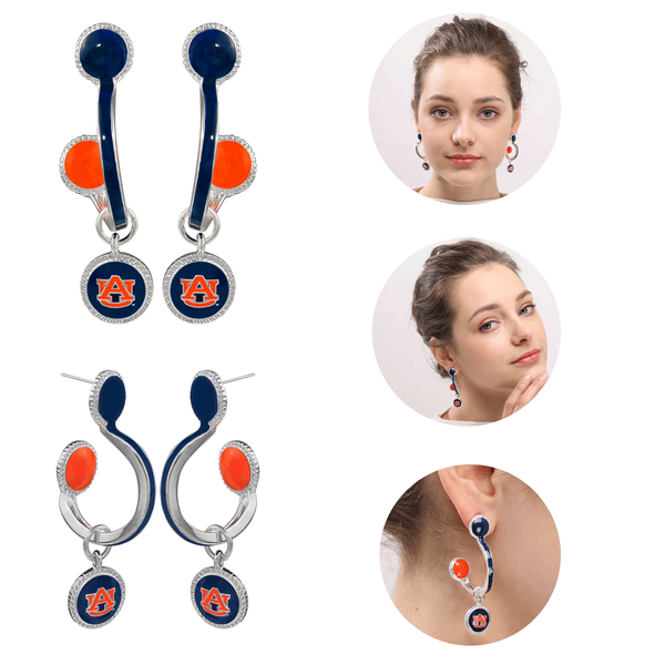 Stylish Fashion Team Colored Comeback Style Auburn University Post Earrings