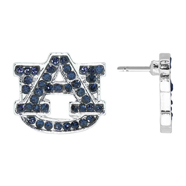 College Fashion Cubic Zirconia Crystal Auburn University Logo Charm Stud Evermore Earrings