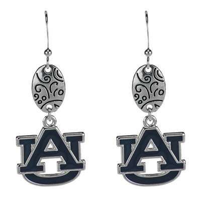 Silver Designer Custom Earrings Jewelry College Auburn Tigers