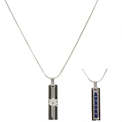 University of Auburn Team Colored Silver Bar Necklace