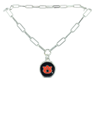 Collegiate Licensed Auburn University Team Colored Logo Charm Double Link Chain Lobster Clasp Necklace