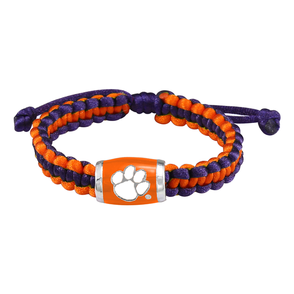 Clemson University Team Colored Charm Paracord Slider Bracelet