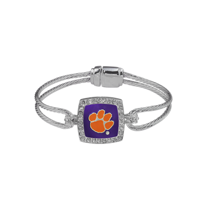 CLEMSON 3051 | SQUARED CRYSTAL LOGO BANGLE