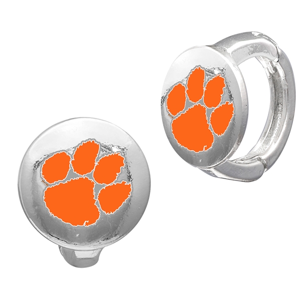 College Fashion Clemson University Logo Tack Enza Stud Cuff Hoop Earrings